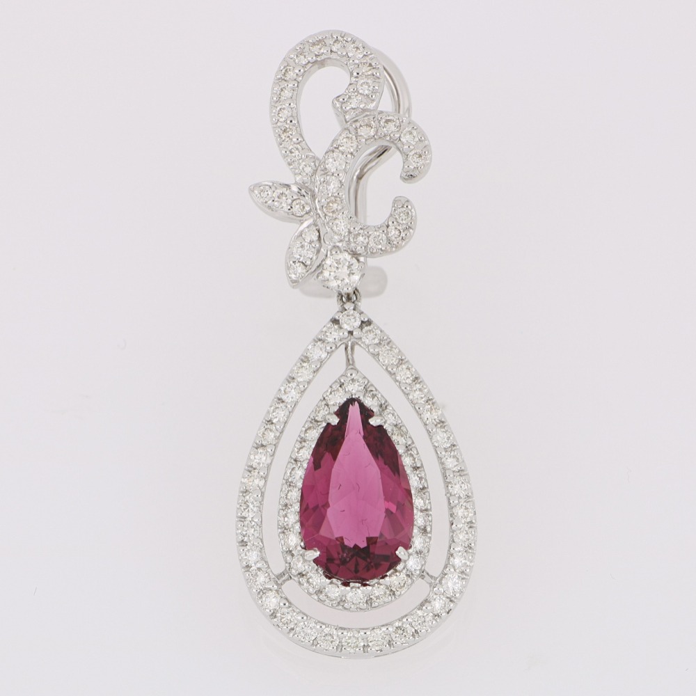 Rubelite Diamond earring