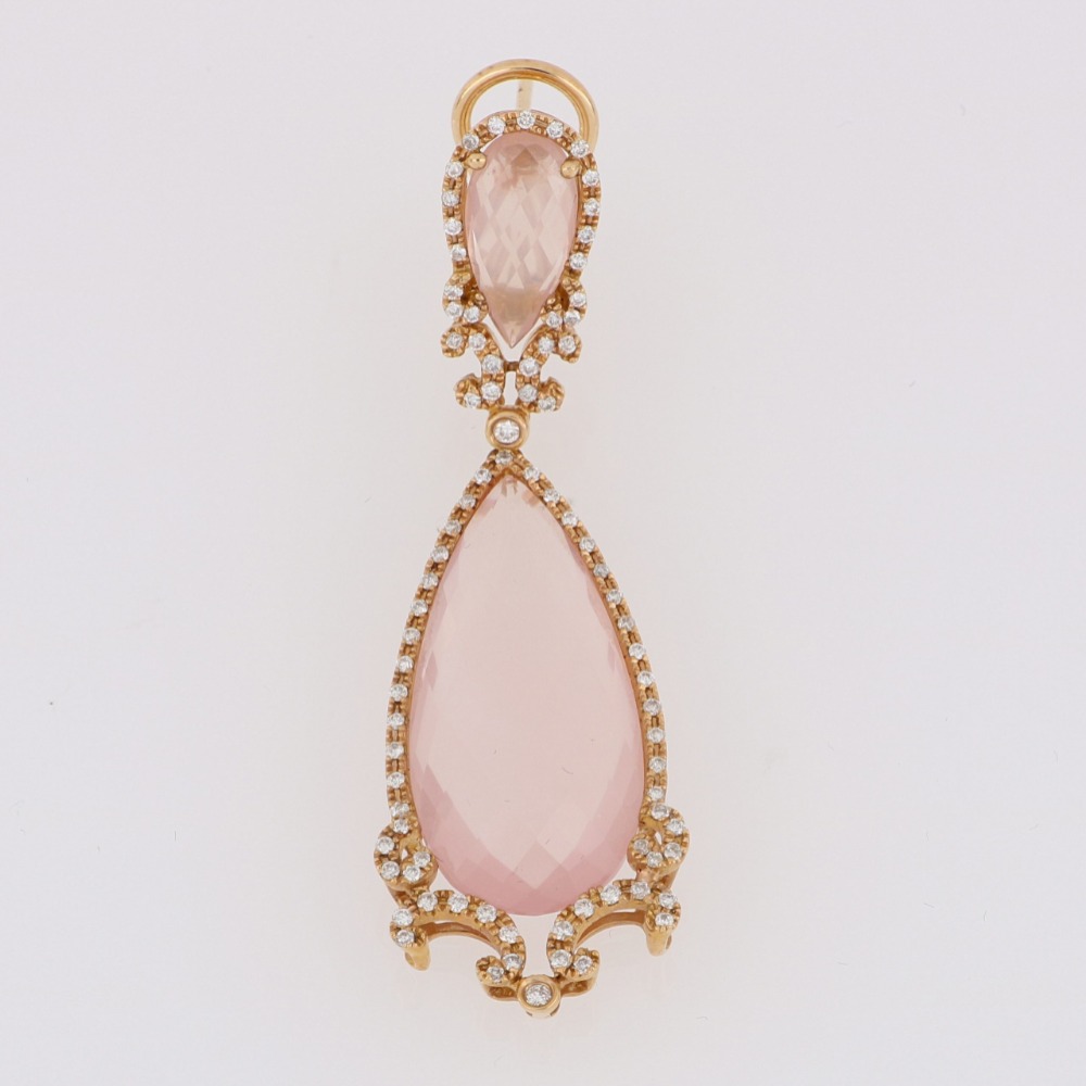 Rose Quartz Diamond earring