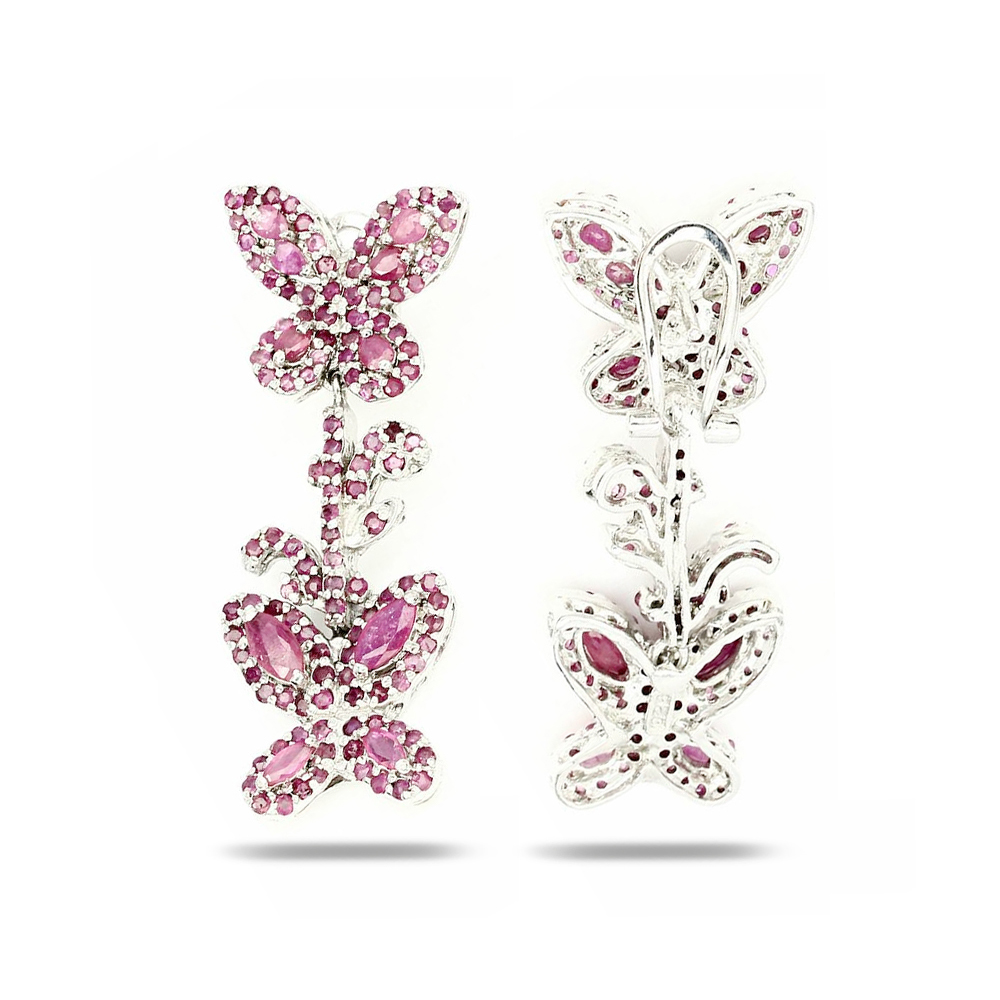 925 silver earring studded with ruby