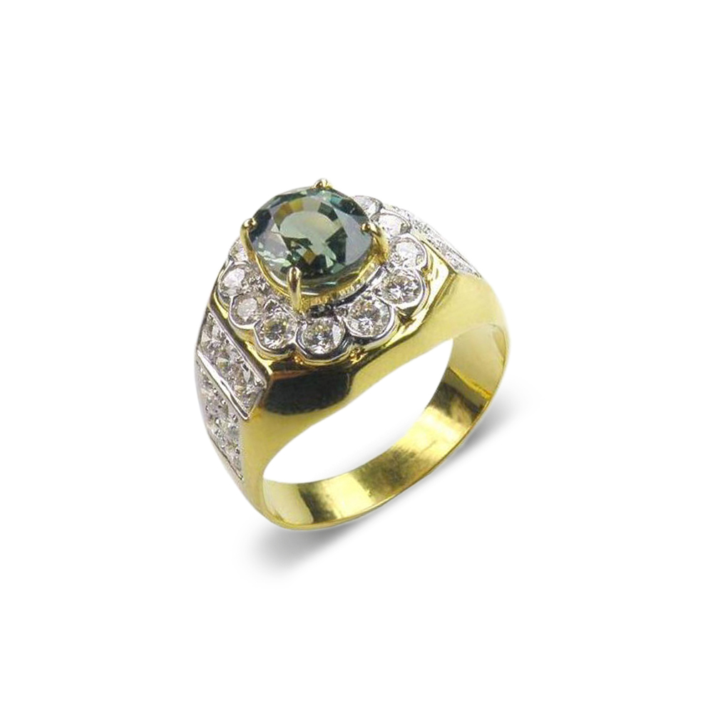 Green Sapphire Diamond Ring