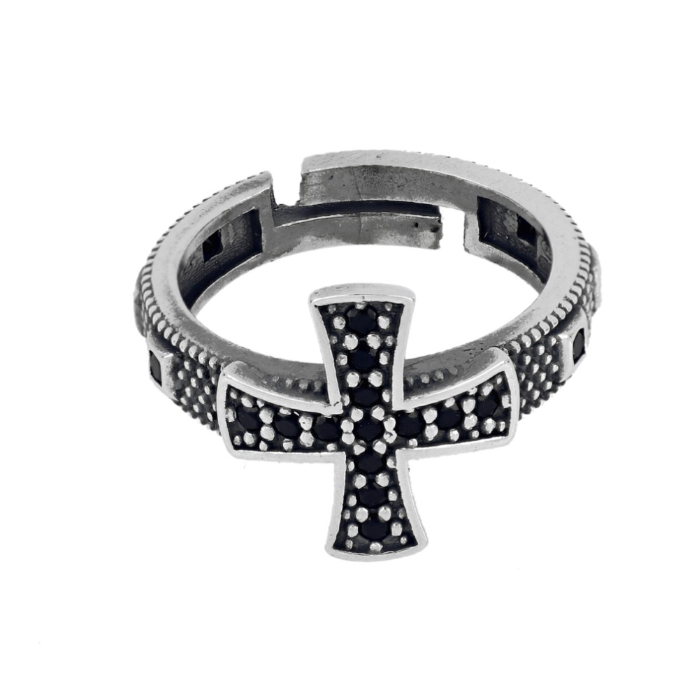 Anello croce zirconi - Zircon cross ring