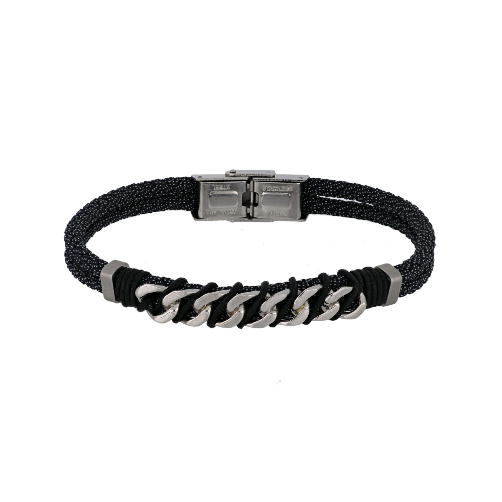 Bracciale uomo semirigido in tessuto e acciaio