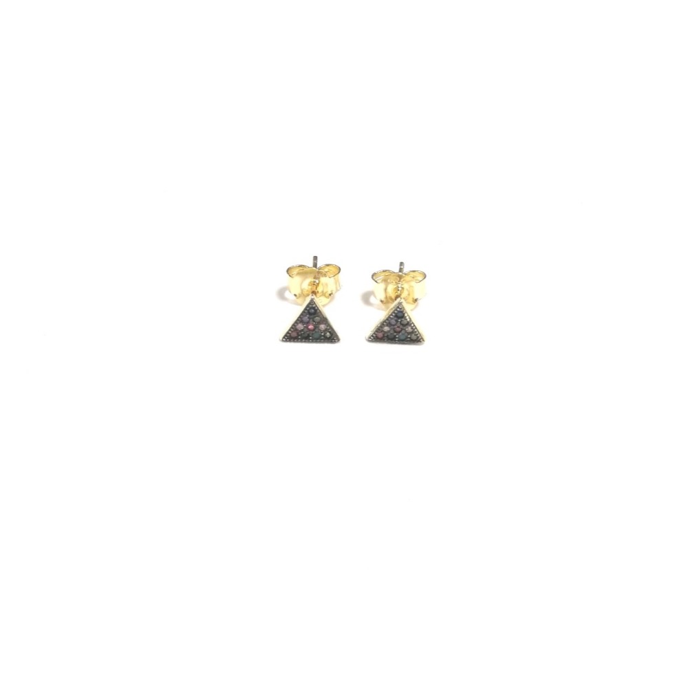 Orecchini oro lobo triangolo con zirconi multicolor ag 925