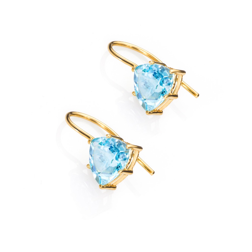 Pendientes Trillón Topacio azul y oro 18kt