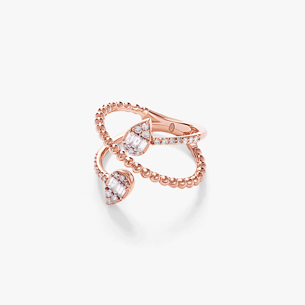 Oubharia essentia ring in 18k rose gold with diamonds