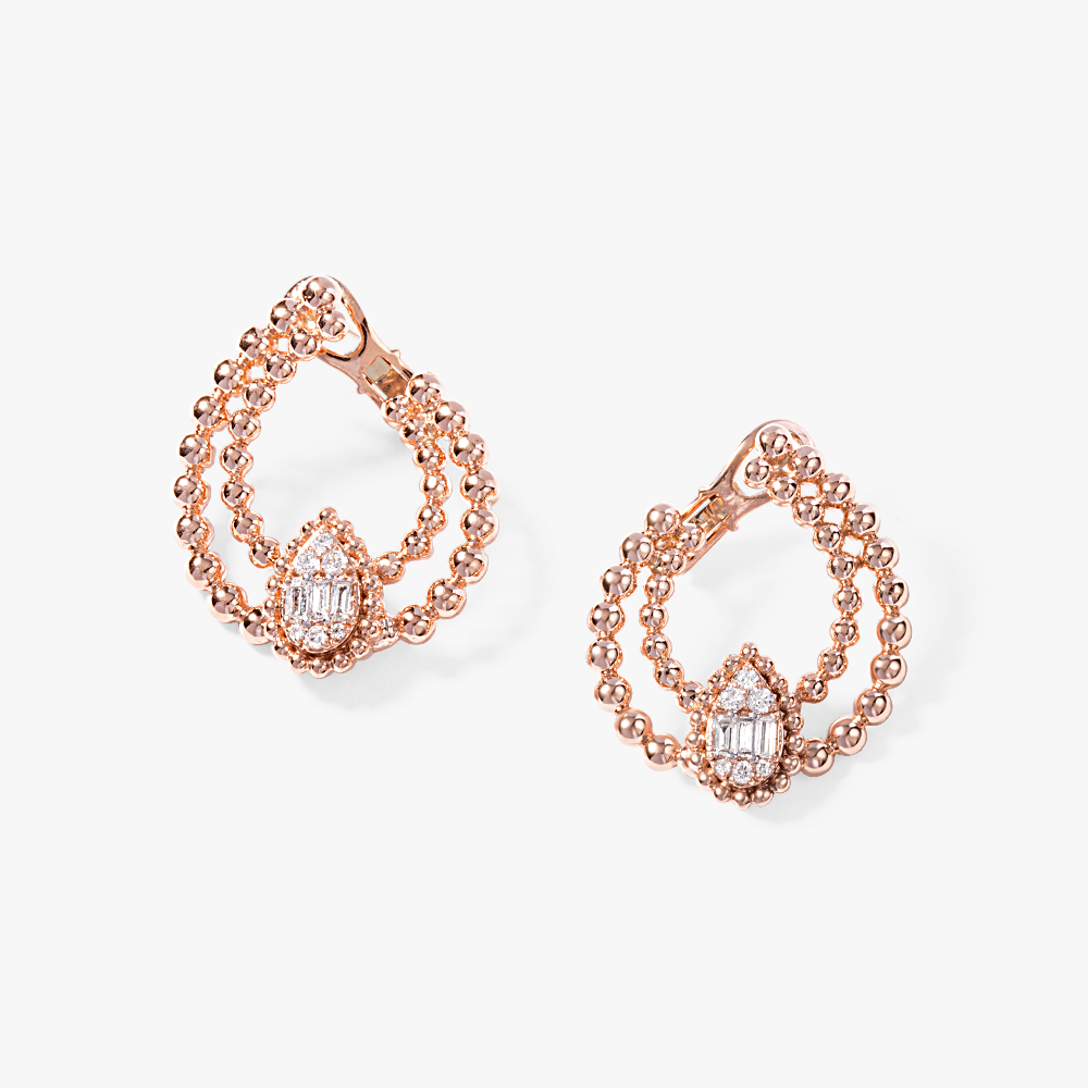 Oubharia essentia statement earrings in 18k rose gold with diamonds