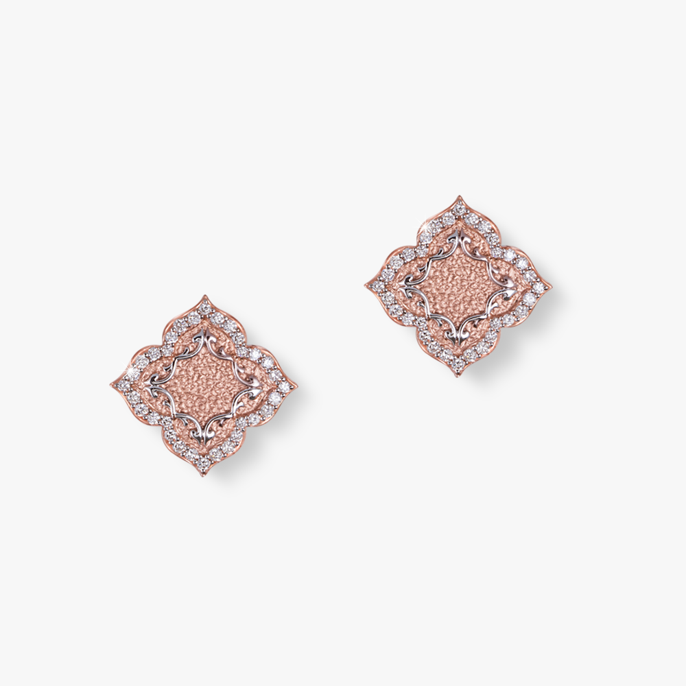 Earrings in 18k rose gold with diamonds