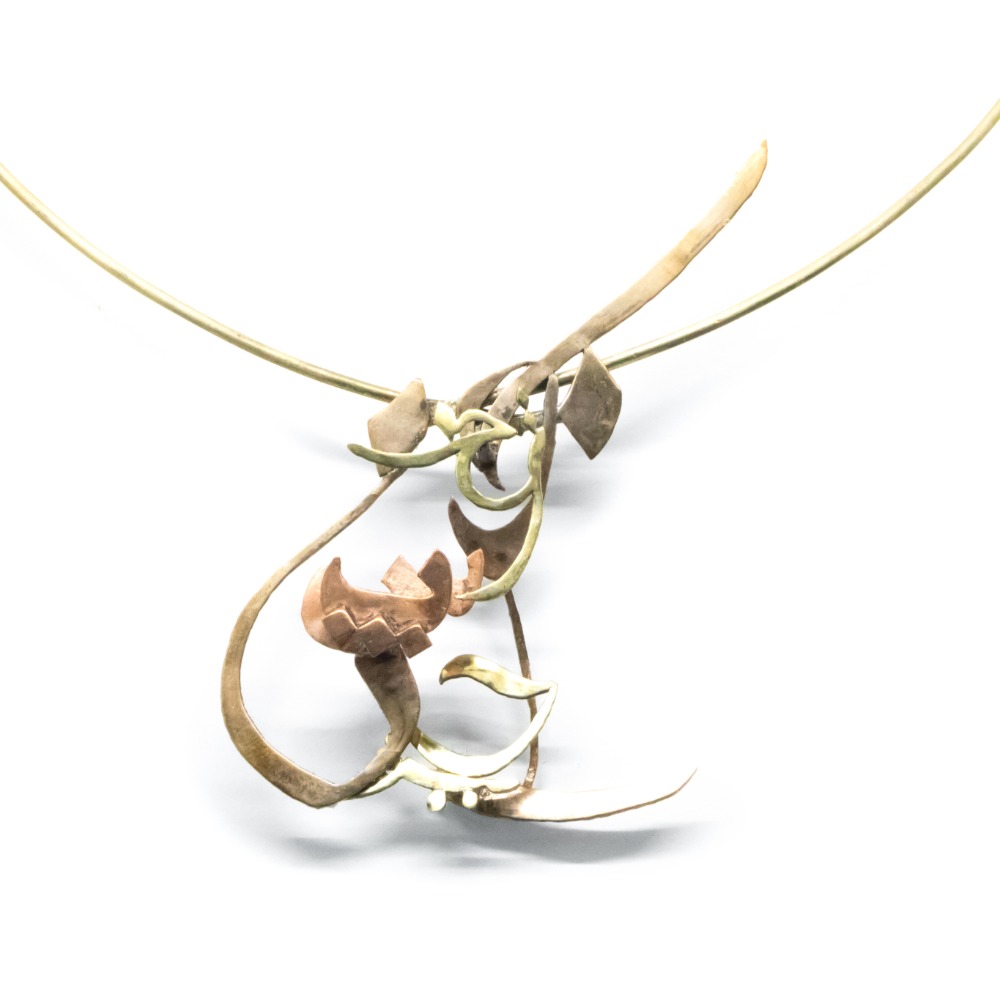 Life Necklace in copper, brass & phosphor bronze.