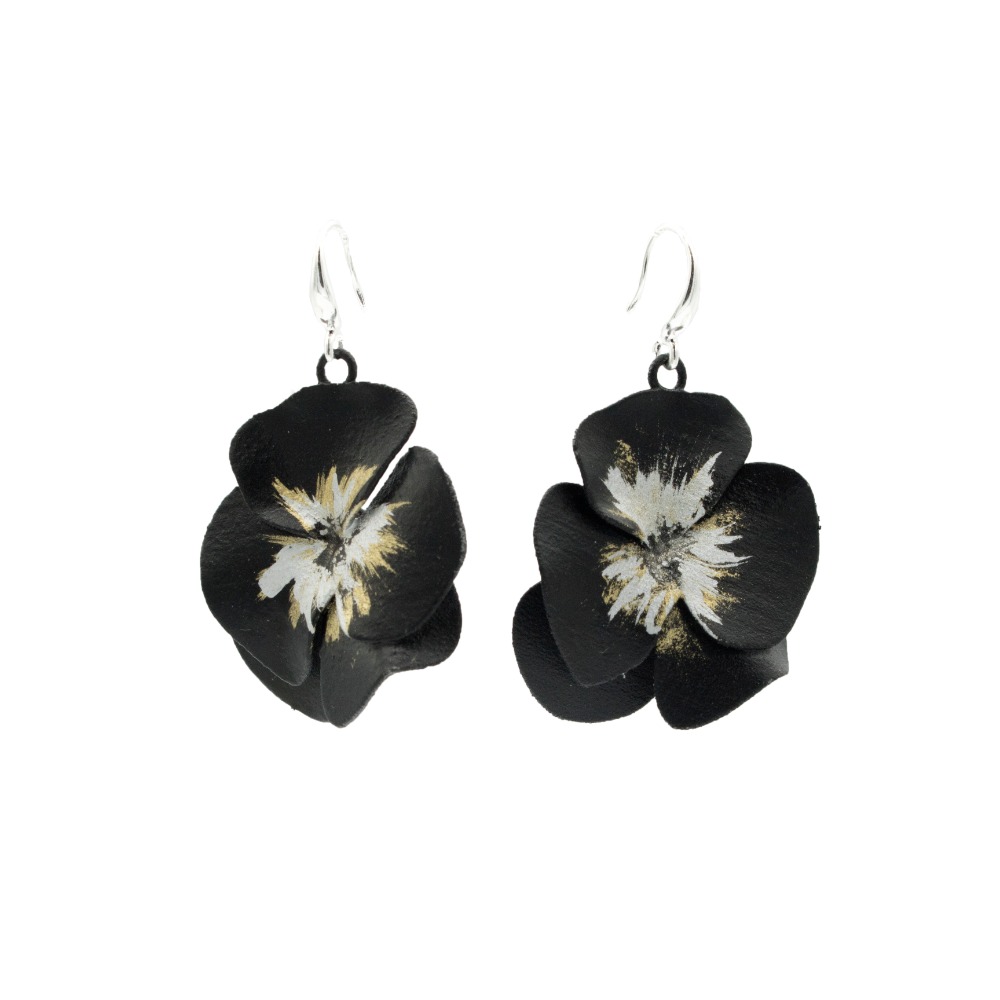 Hand Paint Black Violet earrings