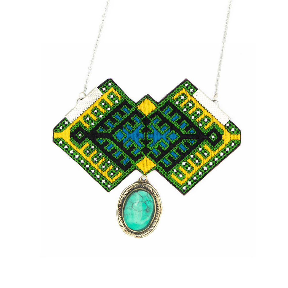 Green Balouch Embroidery Necklace