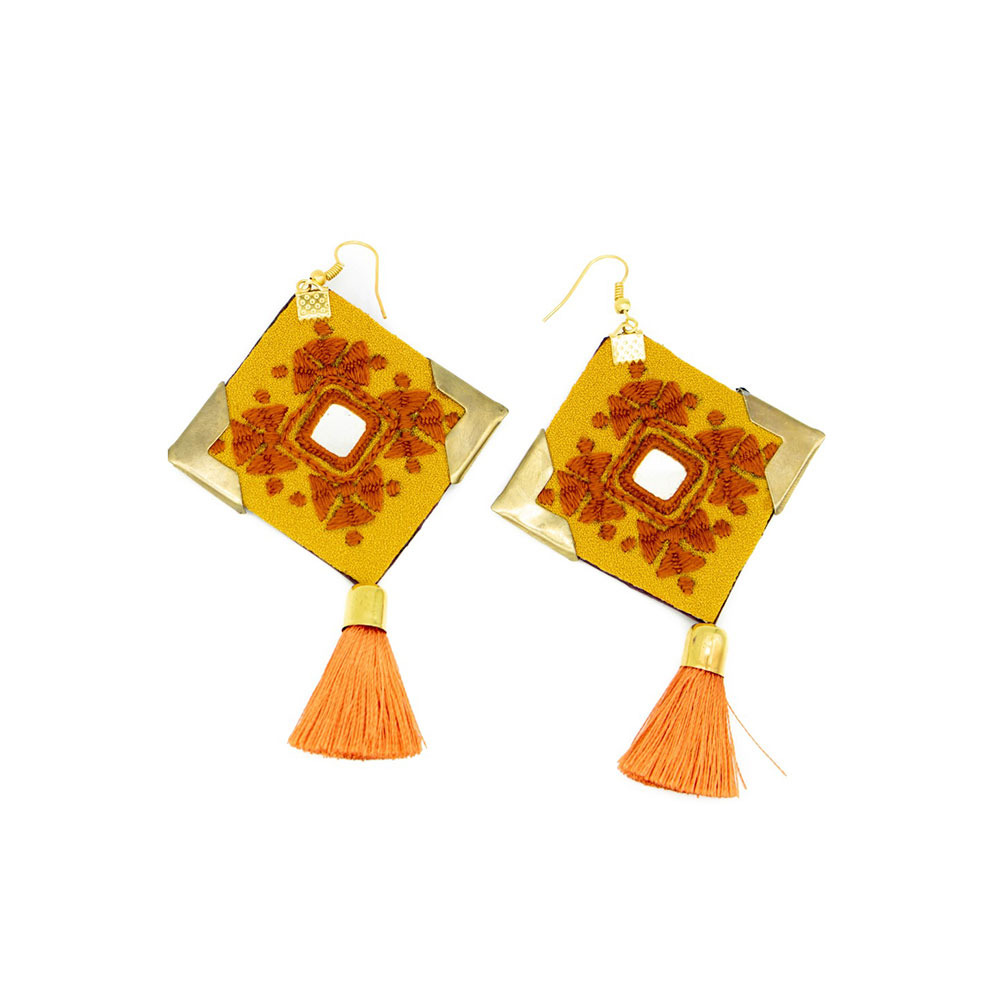 Orange & Yellow Embroidery Earrings